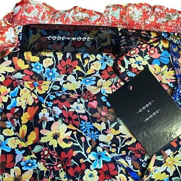 New Code x Mode Mixed Floral Boho Long Sleeve Flowy Dress Size XS - Picture 12 of 12